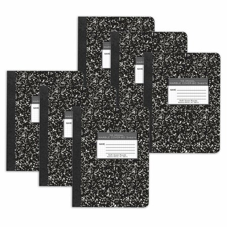 ROARING SPRING PAPER PRODUCTS Composition Book, 5x5 Graph, 80 Sheets, 9.75in. x 7.5in., Black Marble, 6PK 77227
